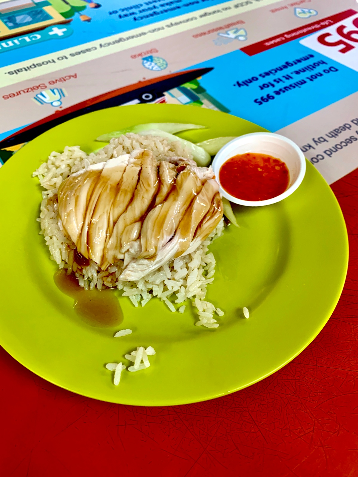 Hainanese Chicken Rice $3.50 SGD ($2.60 USD)