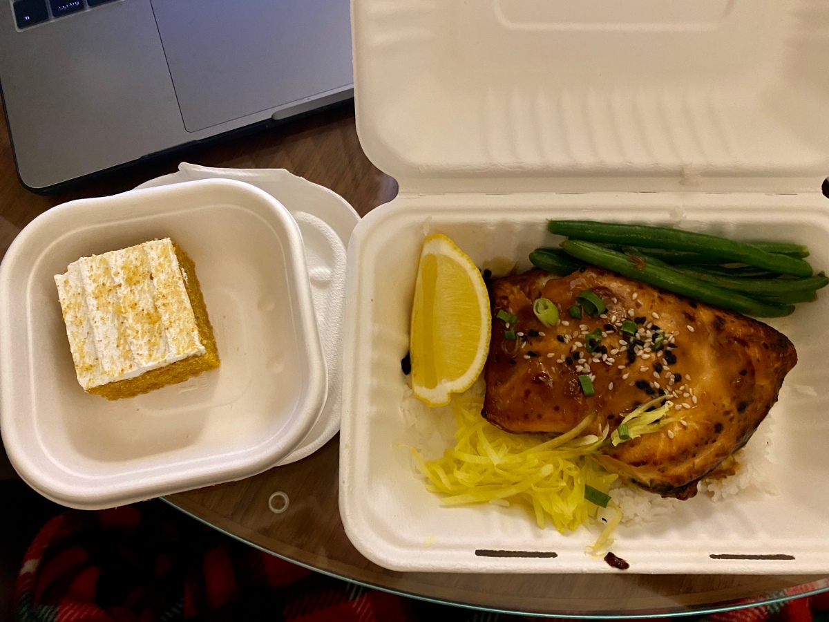 Teriyaki Glazed salmon Amora Jamison Hotel Sydney quarantine meal
